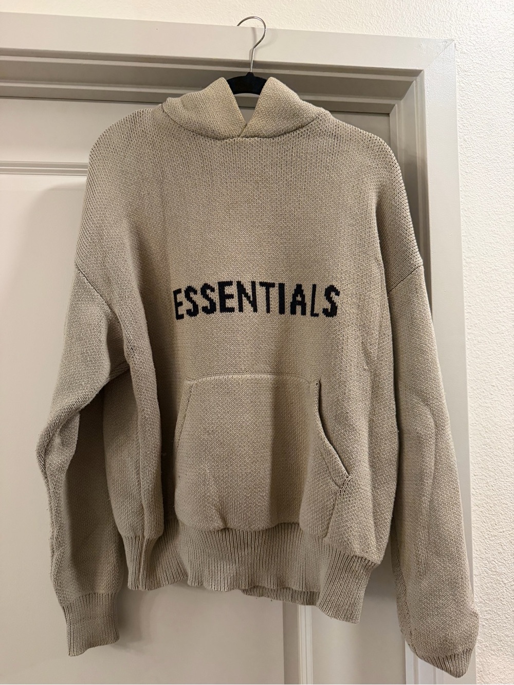 ESSENTIALS Men’s Beige Knit Turtleneck Sweater with Logo